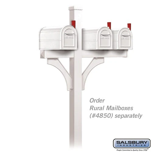 Deluxe Mailbox Post - 2 Sided for Two Mailboxes, In-Ground Mounted, White - Image 4