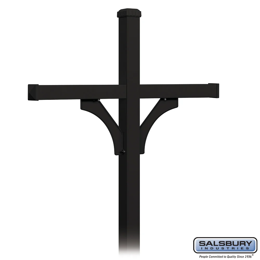Deluxe Mailbox Post - 2 Sided for 4 Mailboxes - In-Ground Mounted - Black