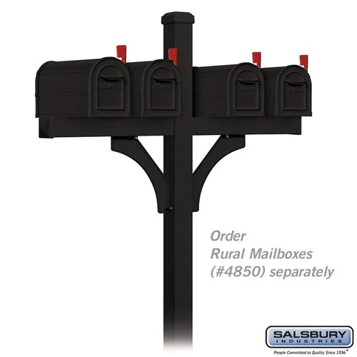 Deluxe Mailbox Post - 2 Sided for 4 Mailboxes - In-Ground Mounted - Black - Image 2