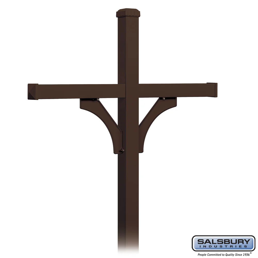 Deluxe Mailbox Post - 2 Sided for Two Mailboxes, In-Ground Mounted, Bronze - Image 4