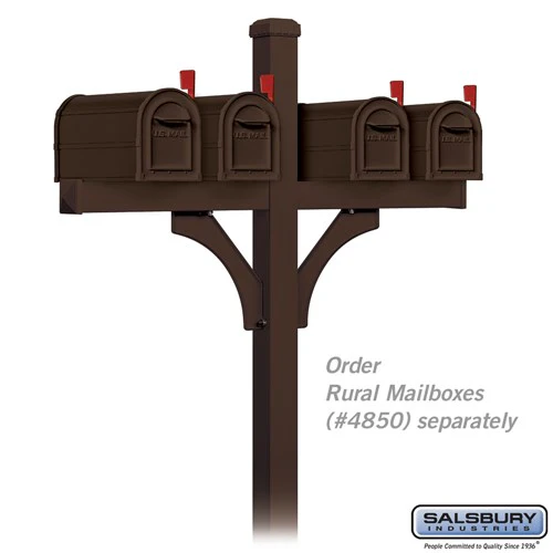 Deluxe Mailbox Post - 2 Sided for Two Mailboxes, In-Ground Mounted, Bronze - Image 5