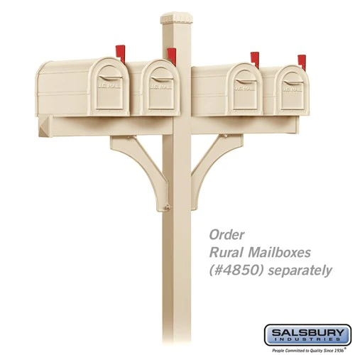 Deluxe Mailbox Post - 2 Sided for 4 Mailboxes - In-Ground Mounted - Sandstone - Image 2