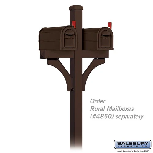 Deluxe Mailbox Post - 2 Sided for Two Mailboxes, In-Ground Mounted, Bronze - Image 2