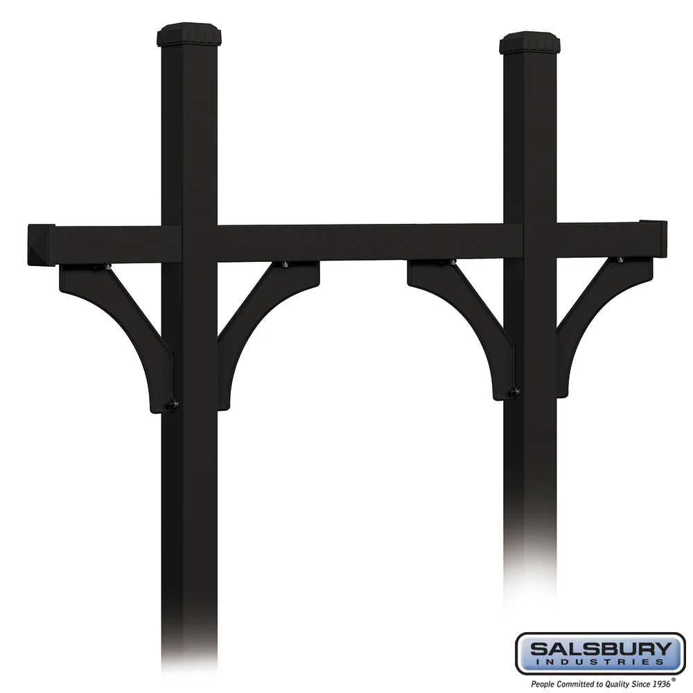 Deluxe Mailbox Post - Bridge Style for 5 Mailboxes - In-Ground Mounted - Black