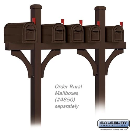 Deluxe Mailbox Post - Bridge Style for 5 Mailboxes - In-Ground Mounted - Black - Image 5