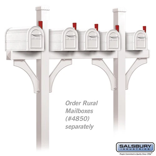 Deluxe Mailbox Post - Bridge Style for 5 Mailboxes - In-Ground Mounted - White - Image 2