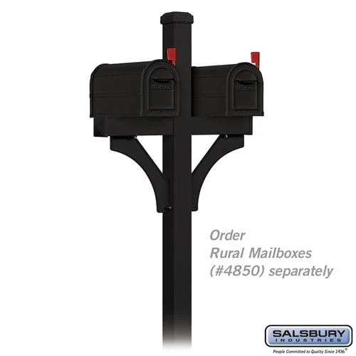 Deluxe Mailbox Post - Two-Sided for Two Mailboxes - In-Ground Mounted - Black - Image 2