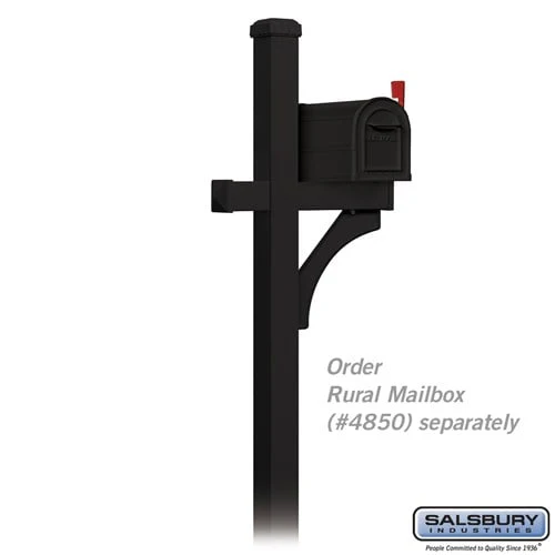 Deluxe Mailbox Post - 1 Sided - In-Ground Mounted - Black - Image 2