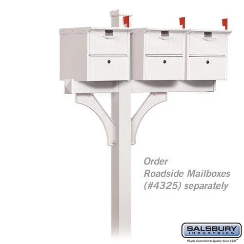 Deluxe Post - 2 Sided - In-Ground Mounted - for 3 Roadside Mailboxes - White - Image 2