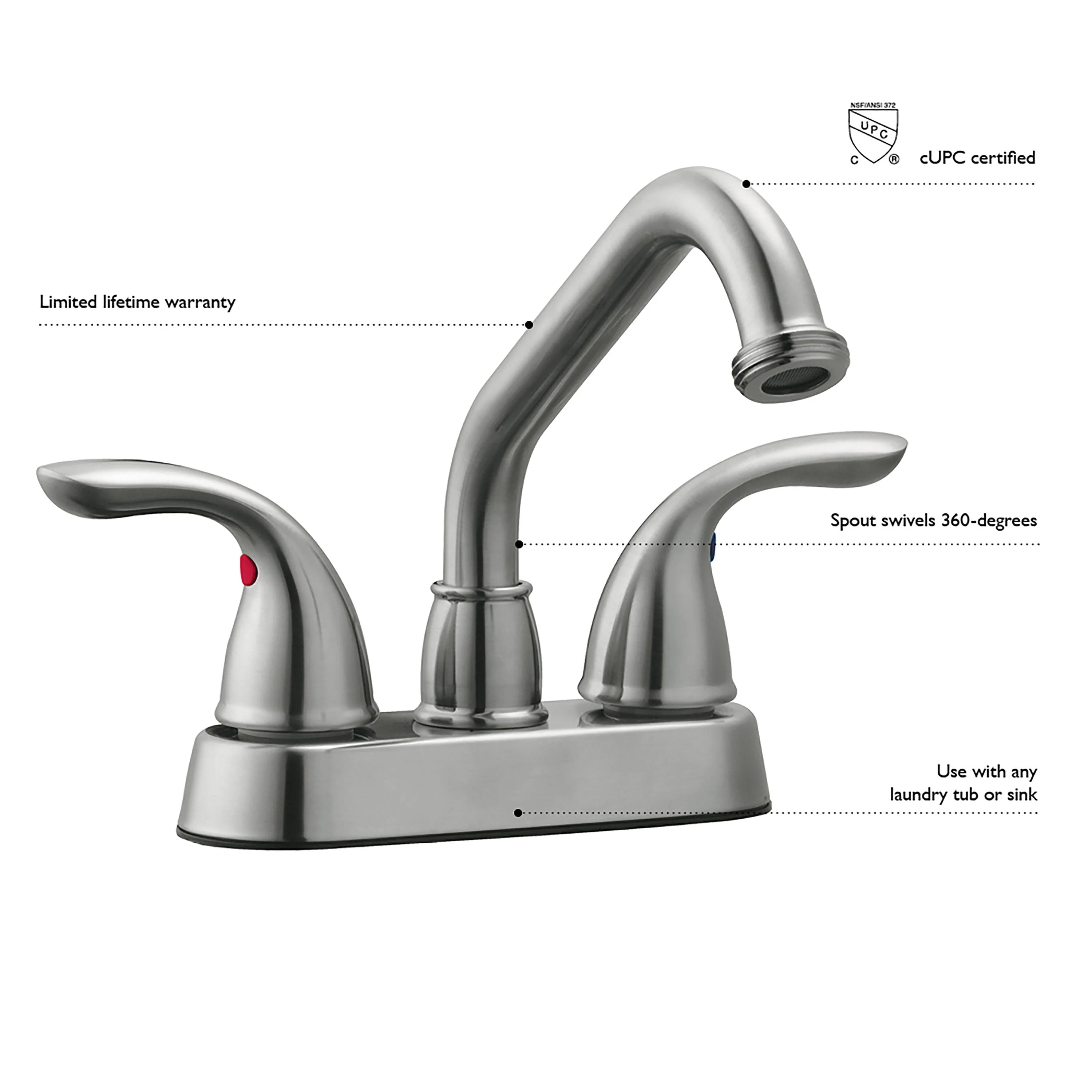 Design House Ashland Polished Chrome Utility Faucet - 2-Handle Deck-Mount - Image 3