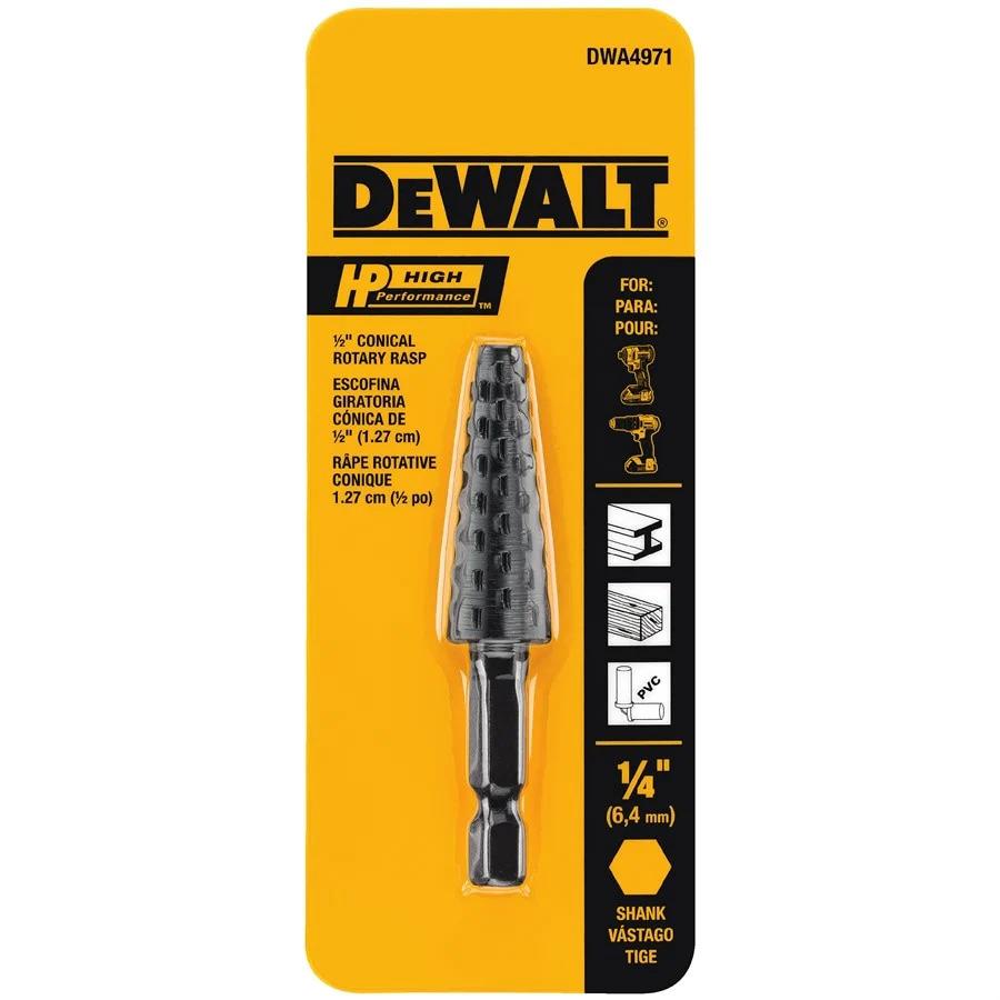 DEWALT 1/2-in Conical Rotary Rasp, 1/4-in Hex Shank (Steel) - Image 2