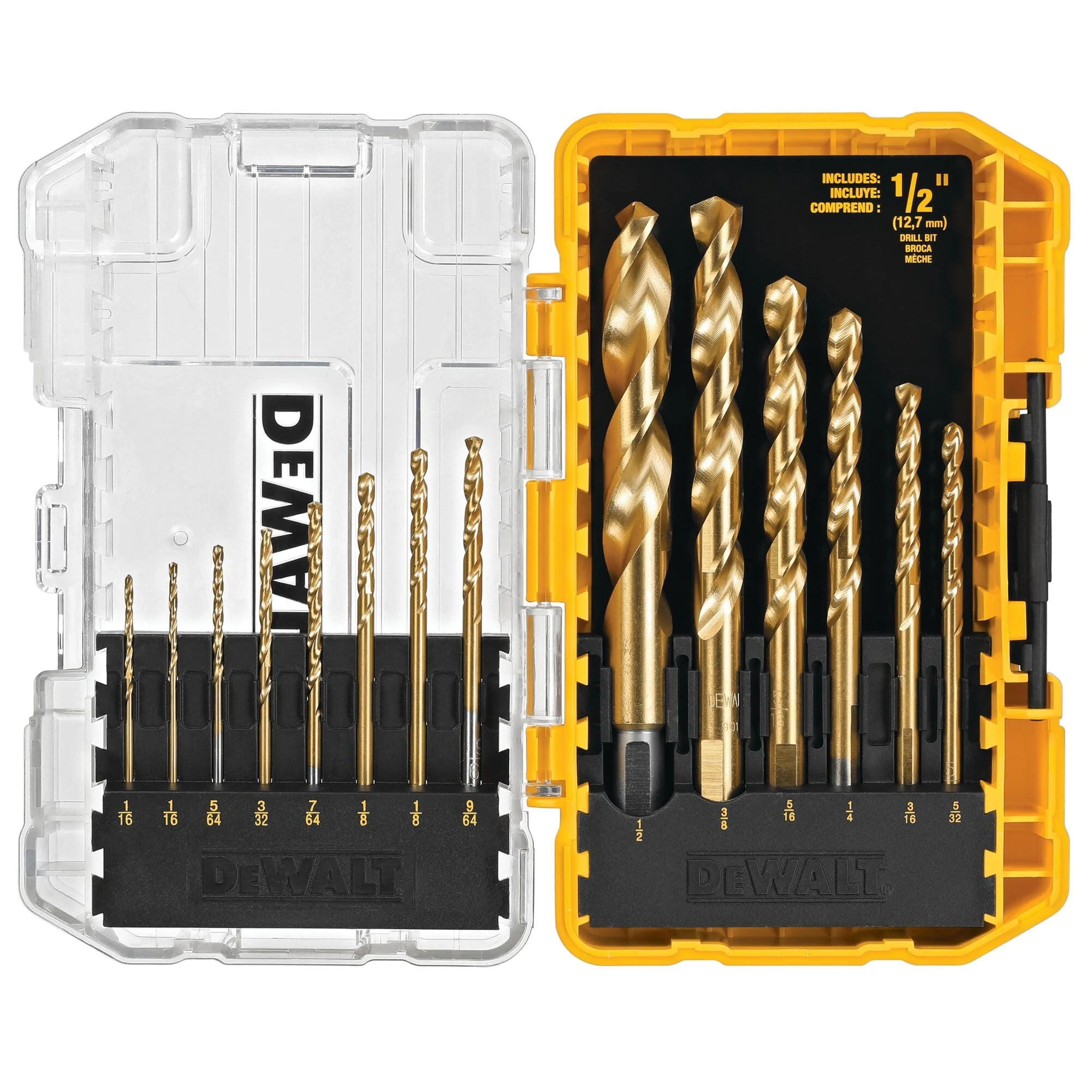 DEWALT 14-Piece Assorted Titanium Twist Drill Bit Set