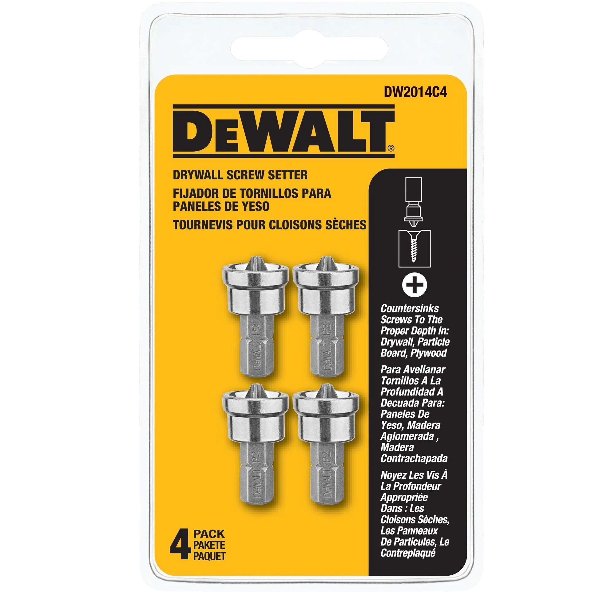 DEWALT #2 Phillips Drywall Screw Setter Screwdriver Bit Set, 4-Pack
