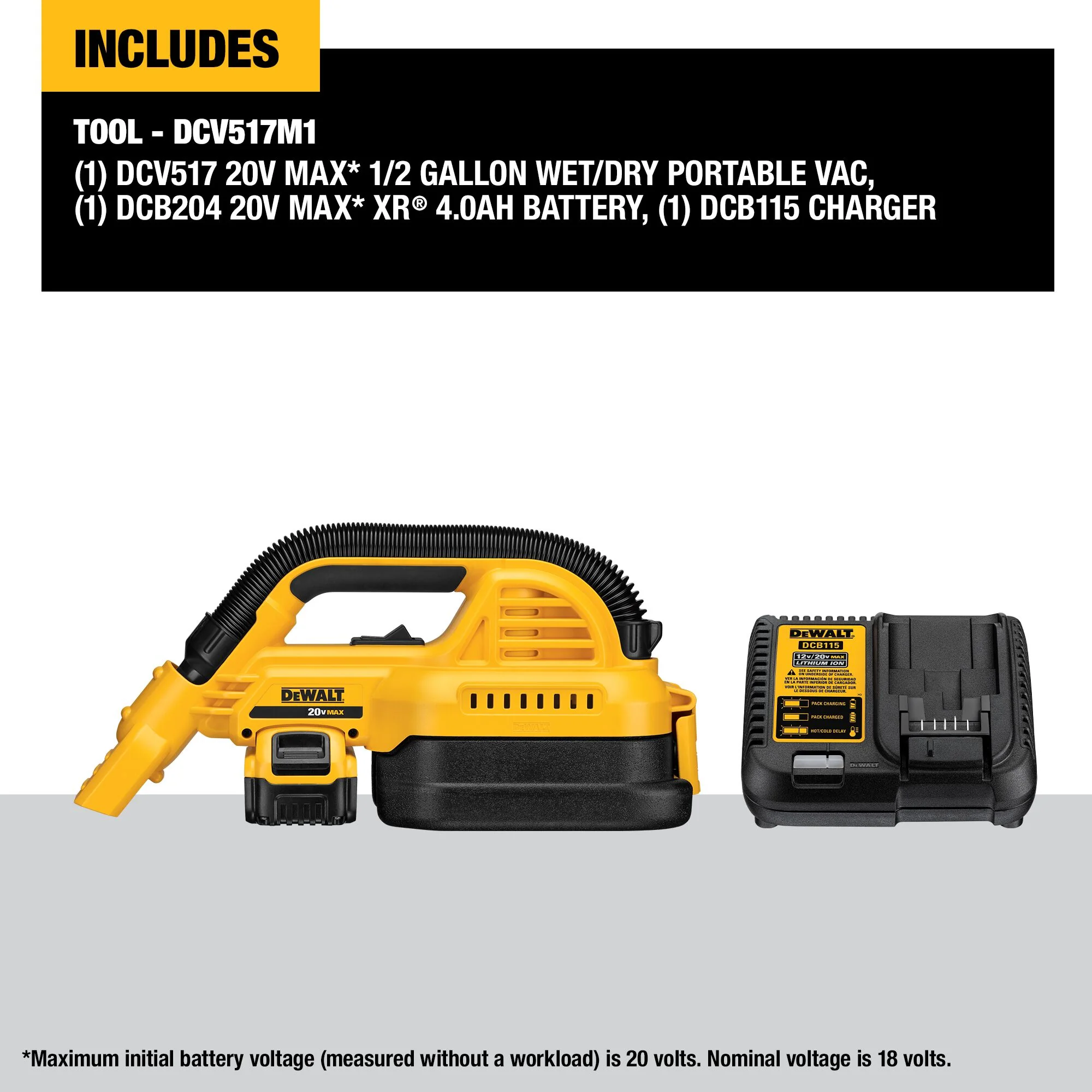 DEWALT 20-Volt MAX 0.5-Gallon Cordless Handheld Wet/Dry Shop Vacuum Kit (Battery & Charger Included) - Image 2