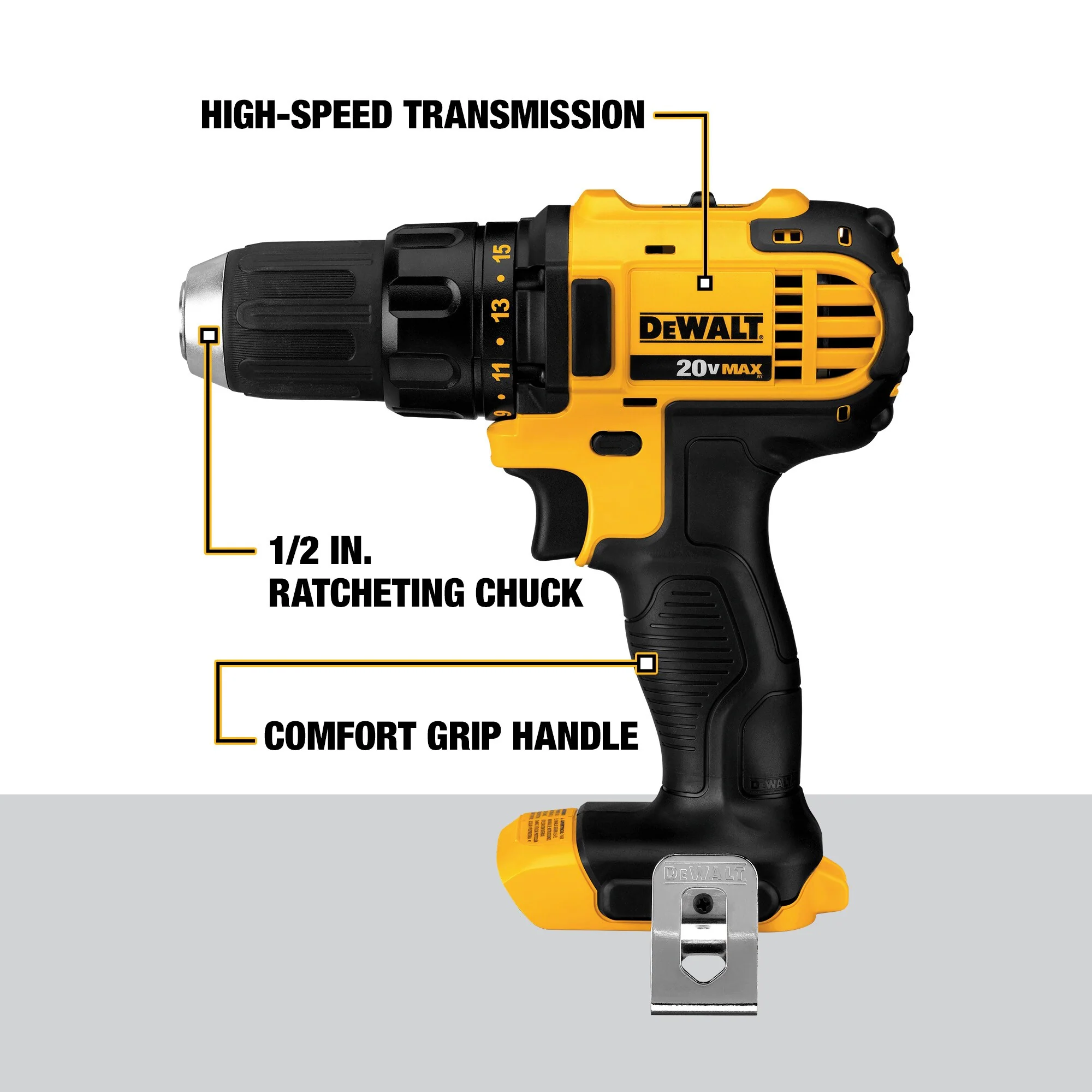 DEWALT 20-Volt MAX 1/2-in Cordless Drill/Driver, Tool Only (DCD780B) - Image 7