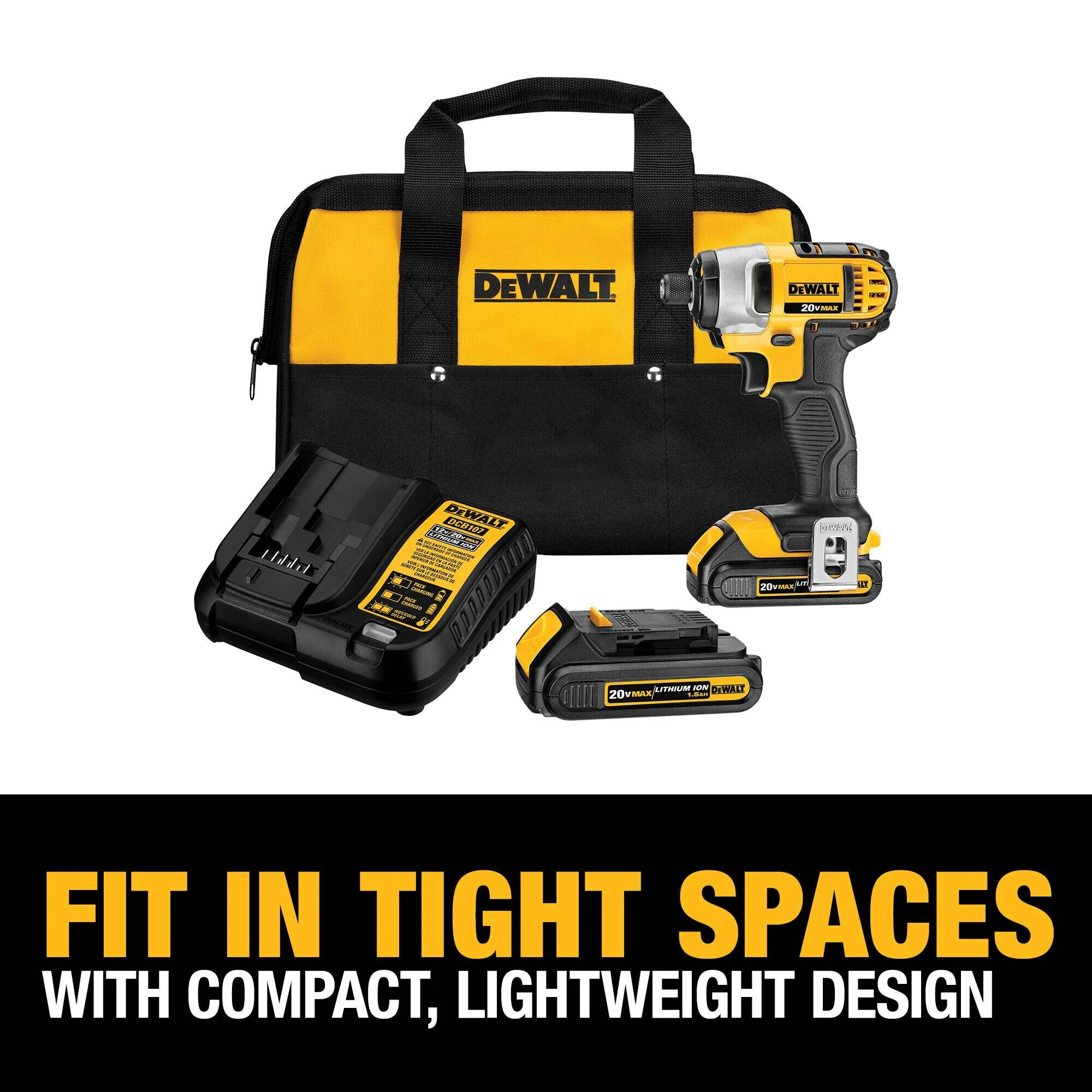 DEWALT 20-Volt MAX Variable Speed Cordless Impact Driver Kit with 2 Batteries, Charger & Bag - Image 3