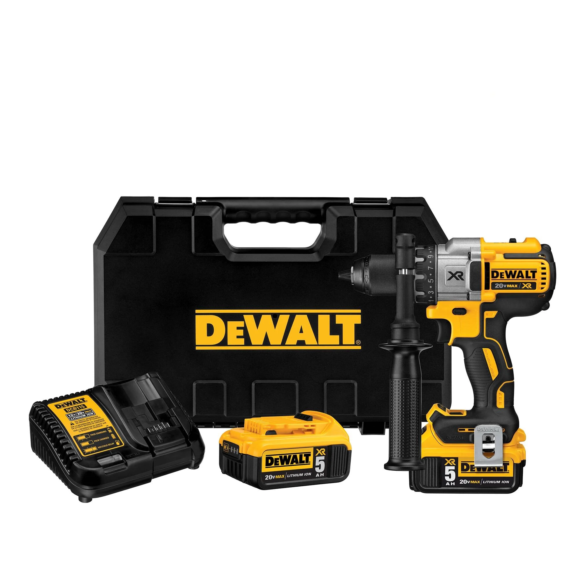 DEWALT 20-Volt MAX XR 1/2-in Brushless Cordless Drill/Driver Kit with Charger and 2 5Ah Batteries (DCD991P2)