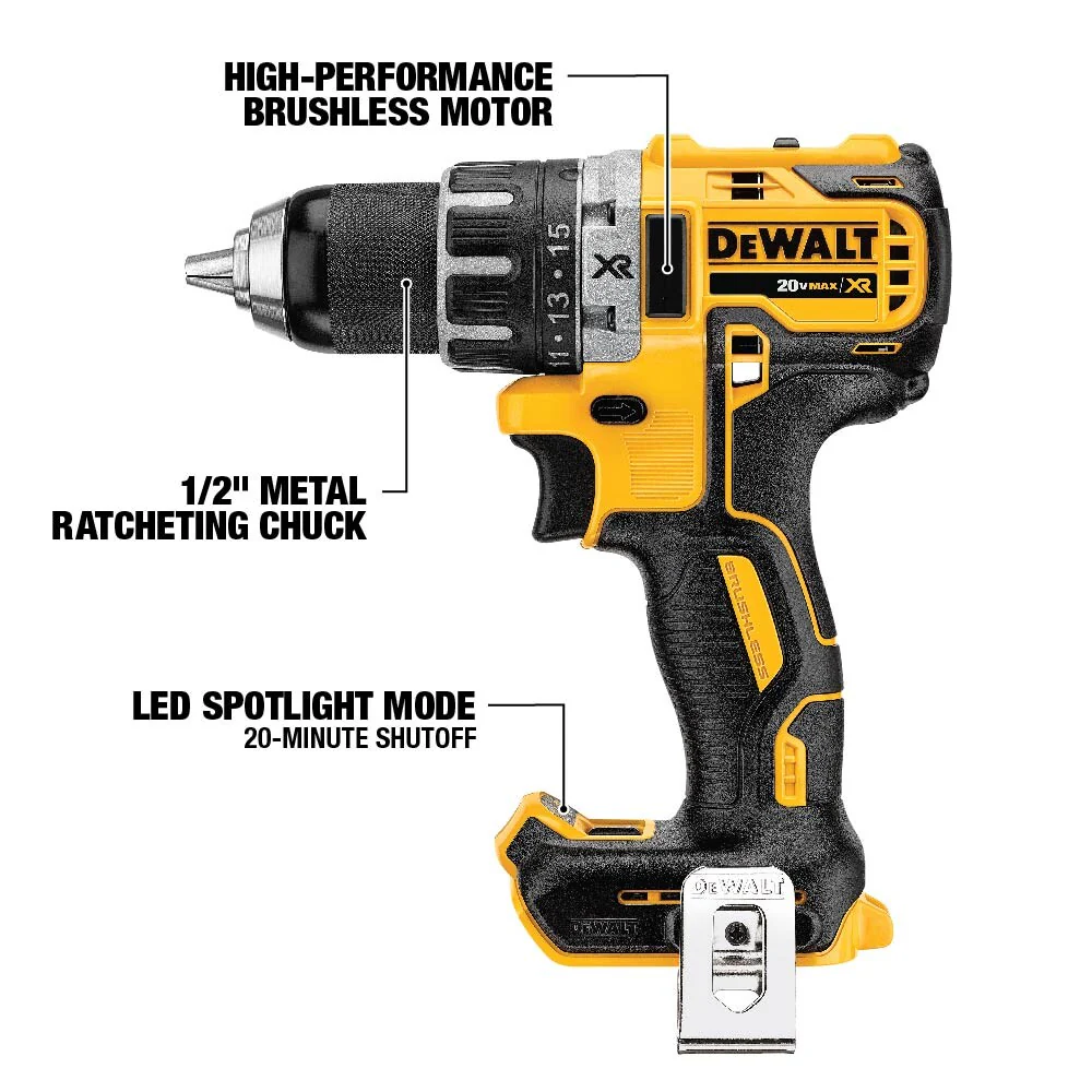 DEWALT 20-Volt MAX XR 1/2-in Brushless Cordless Drill/Driver (Tool Only) - Image 2