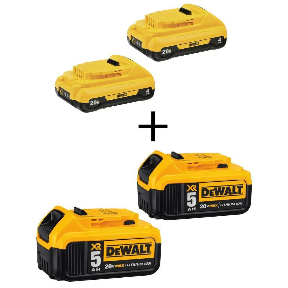 DEWALT 20-Volt MAX XR Lithium-Ion Premium Battery Bundle: (2) 4.0Ah Compact + (2) 5.0Ah XR Packs