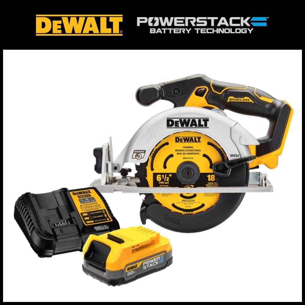 DEWALT 20V MAX Cordless Brushless Circular Saw Kit with POWERSTACK Battery