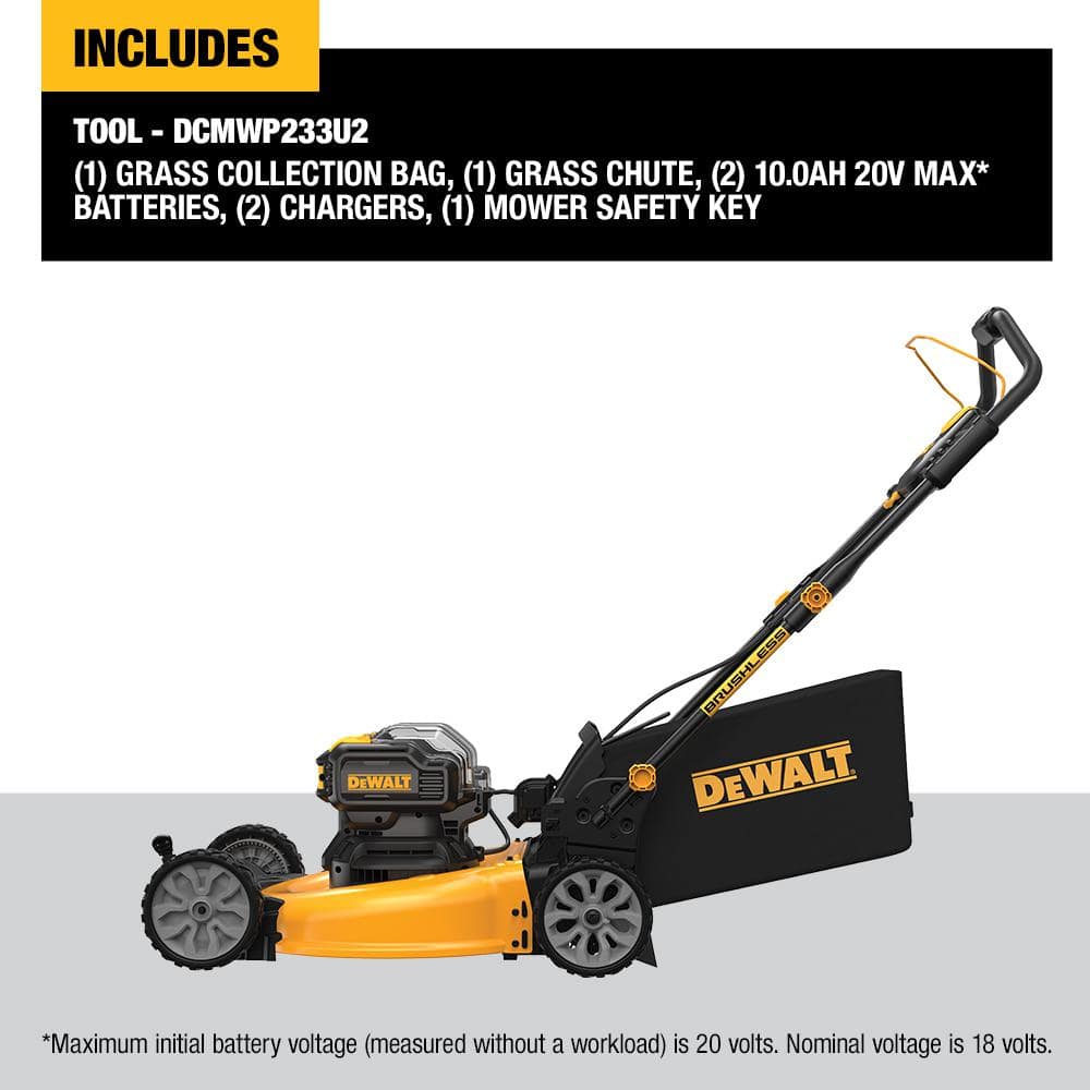 DEWALT 20V MAX DCMWP233U2 21.5 in. Cordless Lawn Mower Kit with (2) 10Ah Batteries & Charger - Image 2