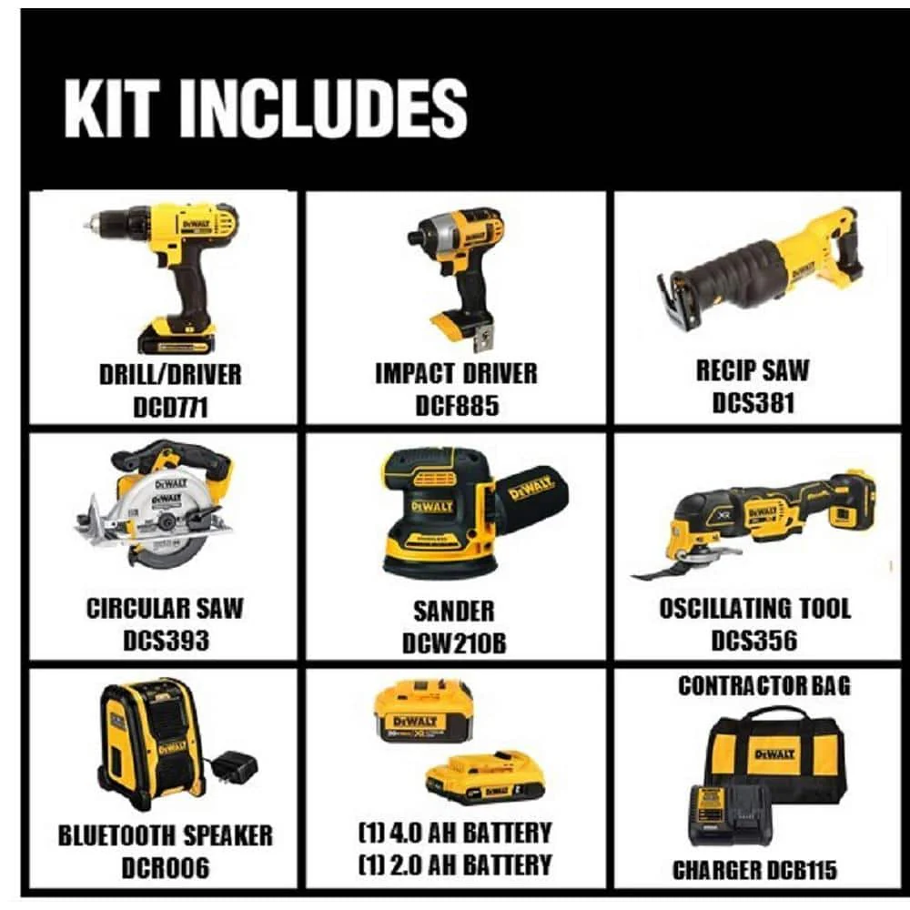 DEWALT 20V MAX Lithium-Ion Cordless 7-Tool Combo Kit with 2.0Ah & 4.0Ah Batteries, Charger and Bag (DCK771D1M1) - Image 2