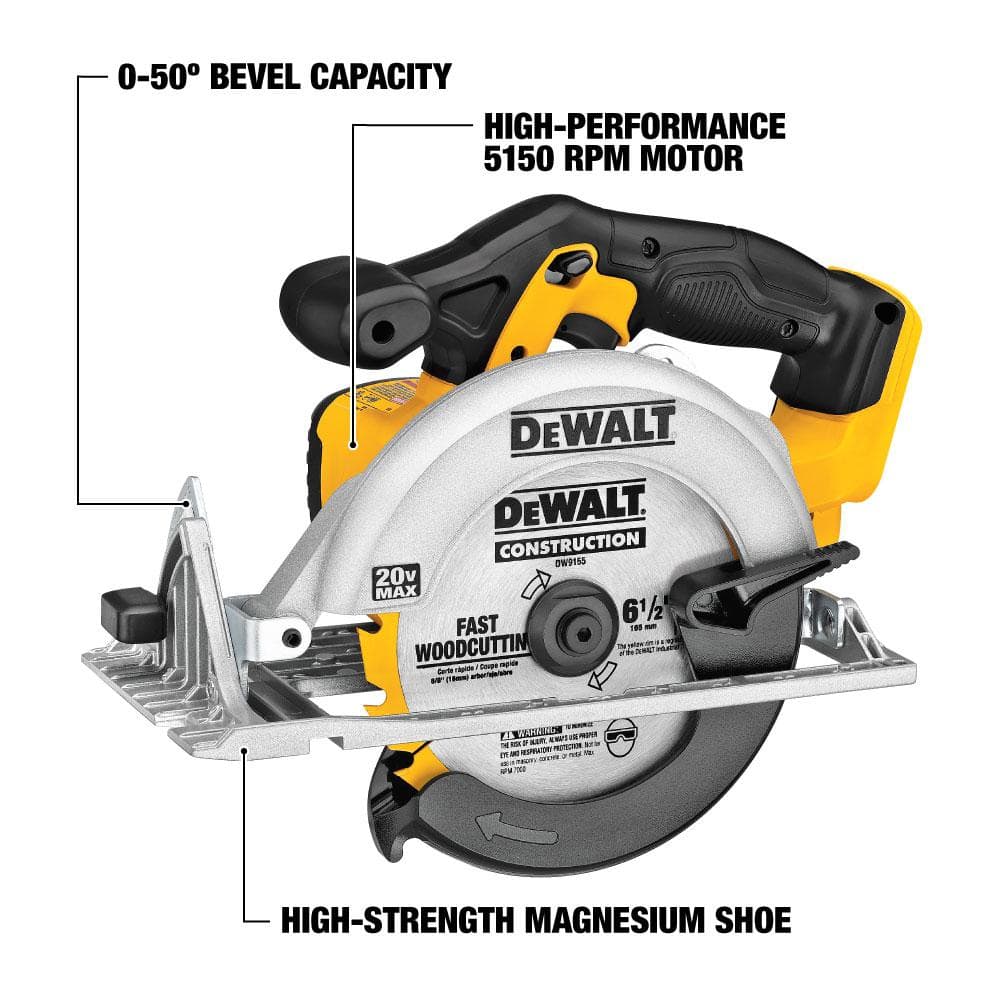 DEWALT 20V MAX Lithium-Ion Cordless Circular Saw Kit with Battery Adapter - Image 2