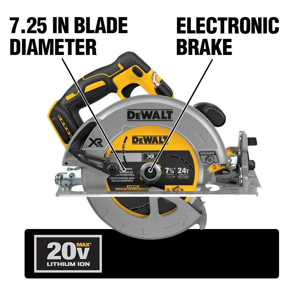 DEWALT 20V MAX XR 7-1/4 in. Brushless Cordless Circular Saw (Tool-Only) + 20V 4-1/2 in. Brushless Angle Grinder (Tool-Only) with 20V 4.0Ah Battery - Image 3