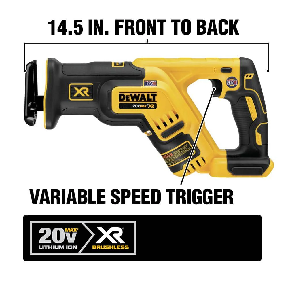 DEWALT 20V MAX Cordless Brushless Compact Reciprocating Saw with 4.0Ah Battery - Image 5
