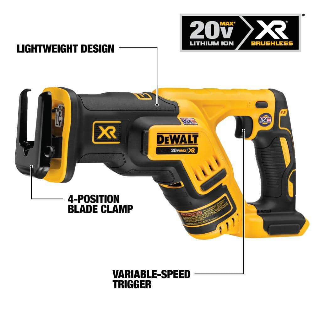 DEWALT 20V MAX Cordless Brushless Compact Reciprocating Saw with 4.0Ah Battery - Image 6