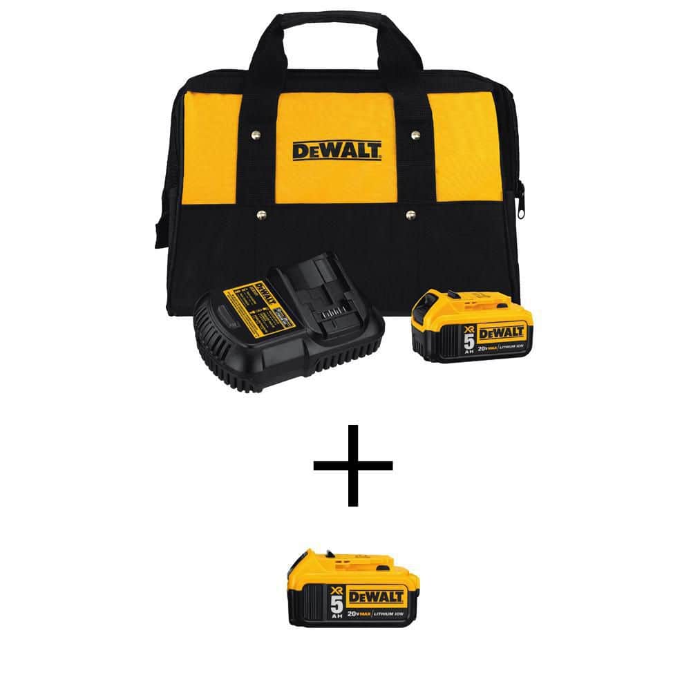 DEWALT 20V MAX XR Lithium-Ion Starter Kit with (2) 5.0Ah Batteries, Charger, and Kit Bag