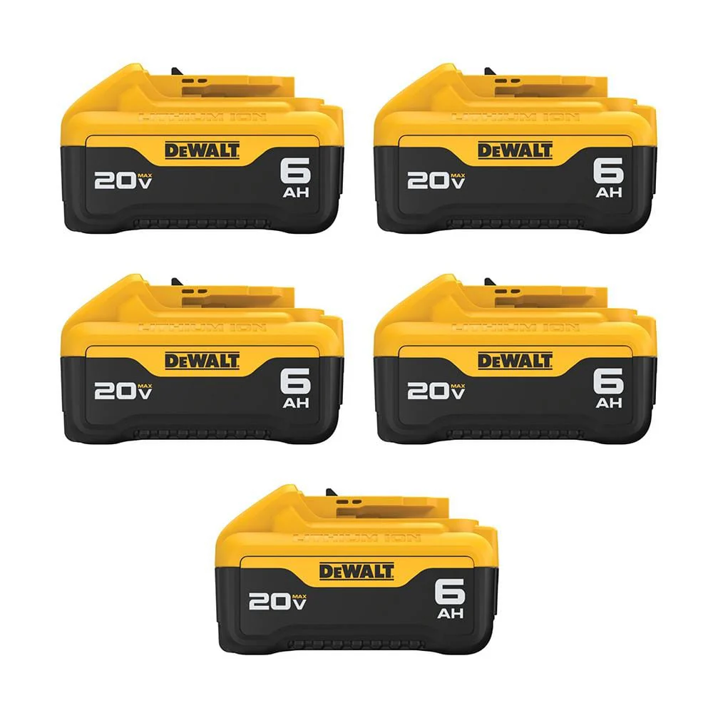 DEWALT 20V MAX XR Premium Lithium-Ion 6.0Ah Battery Pack (5-Pack)