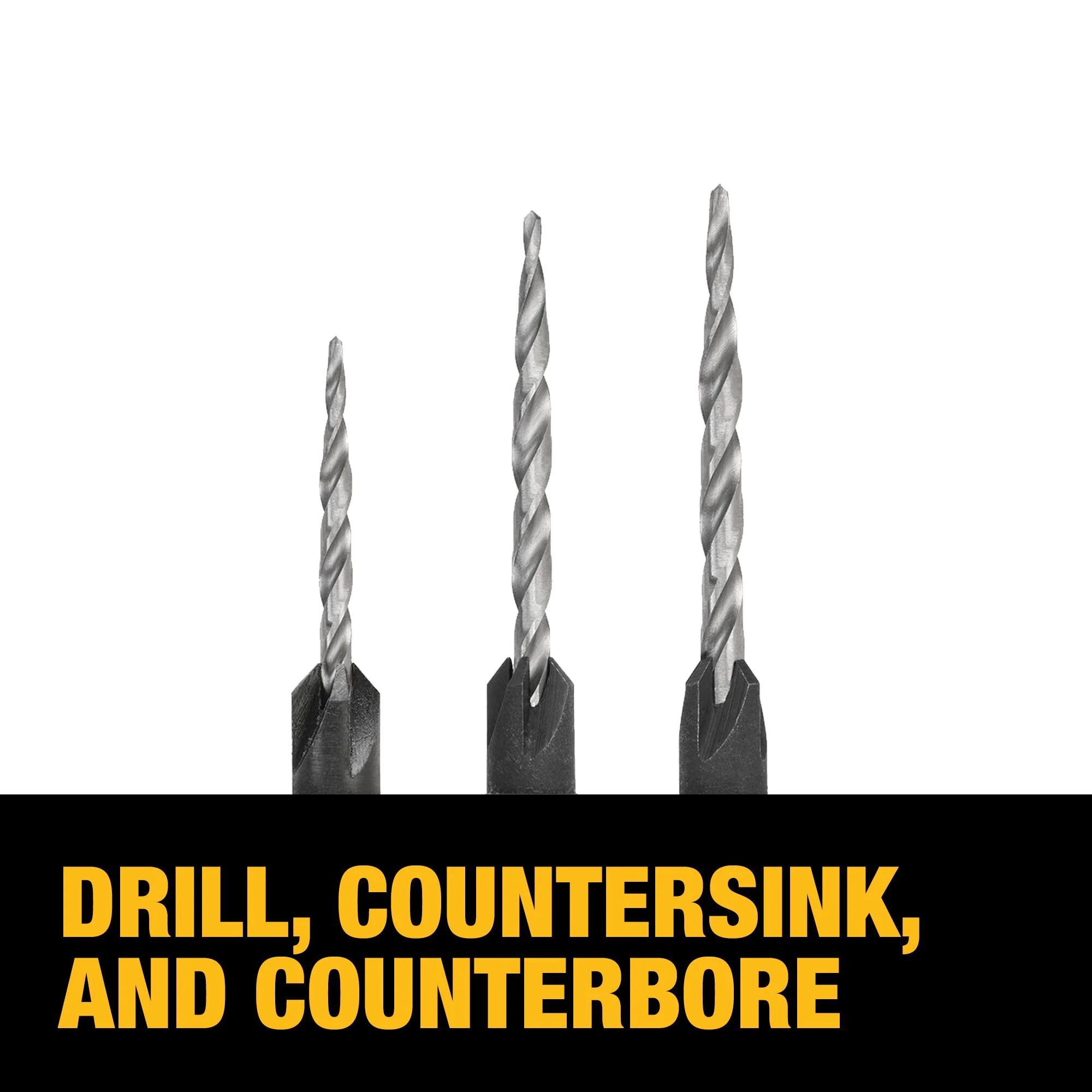 DEWALT 3-Piece Assorted High-Speed Steel Countersink Twist Drill Bit Set (Rapid Load) - Image 4