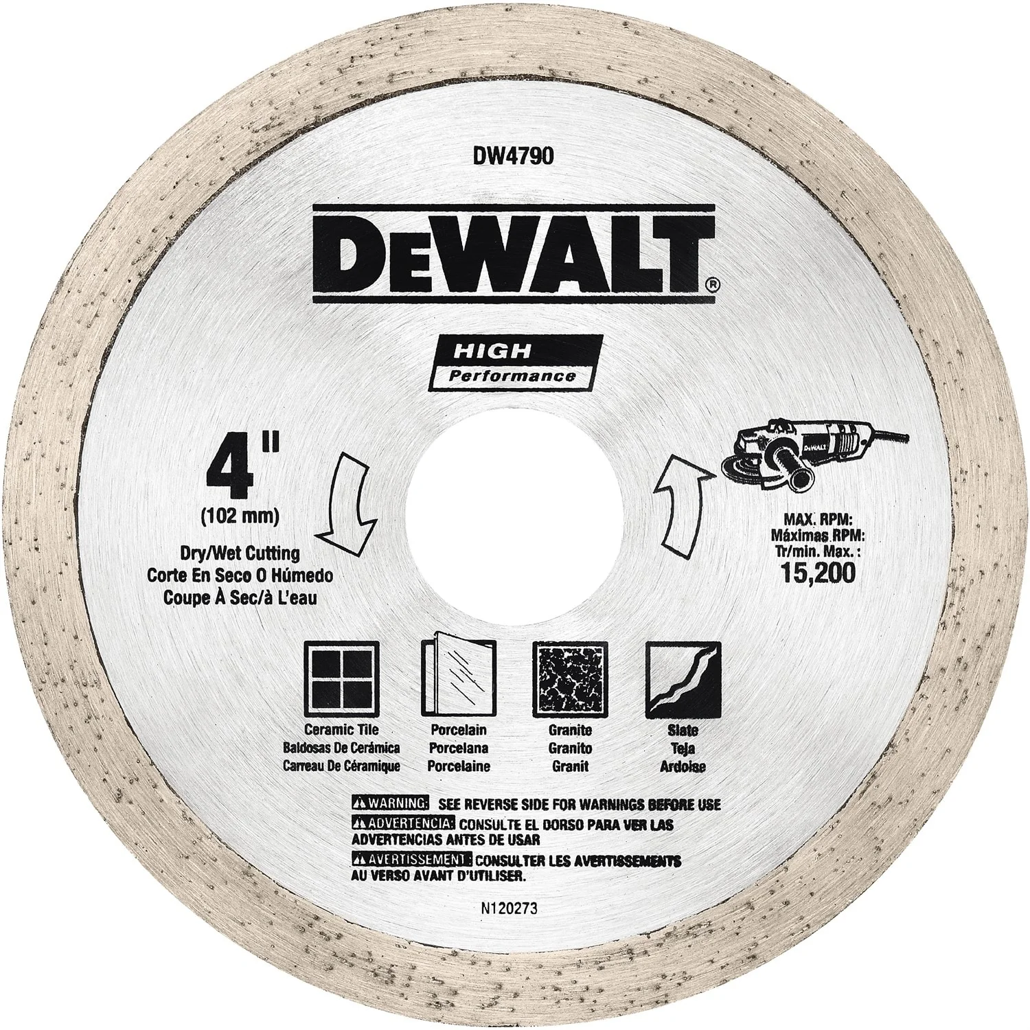 DEWALT 4-in High-Performance Tile Cutting Blade, Aluminum Oxide