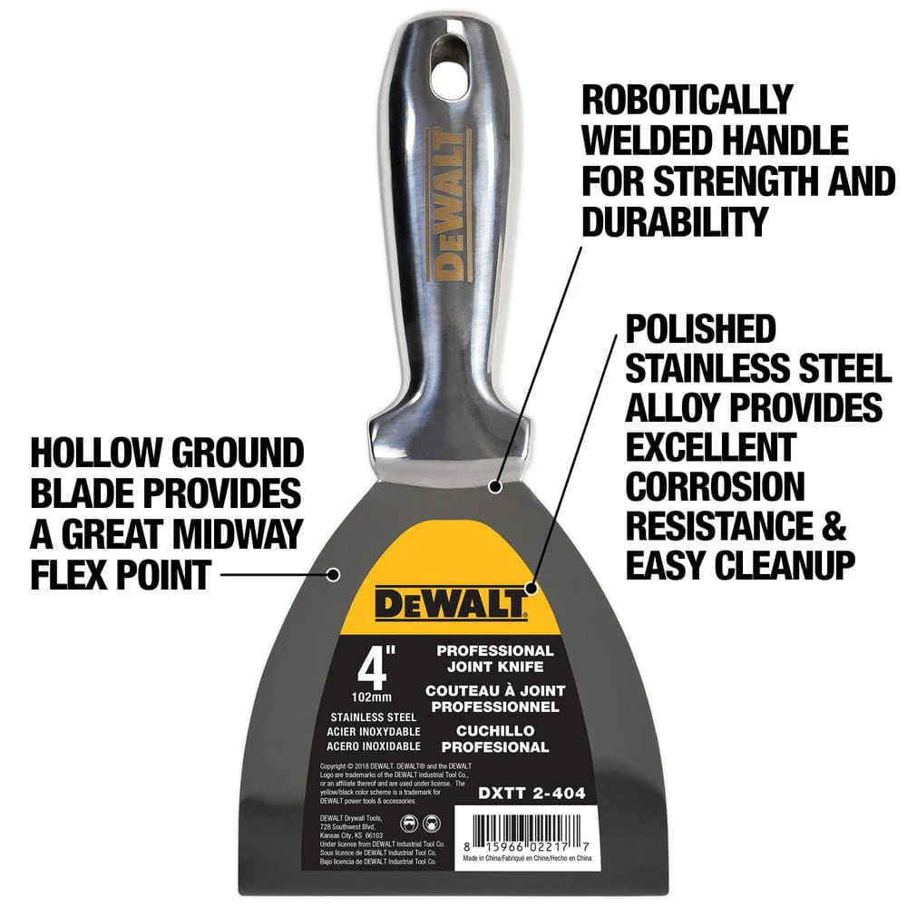DEWALT 4 in. Stainless Steel Joint Knife with Welded Handle - Image 3