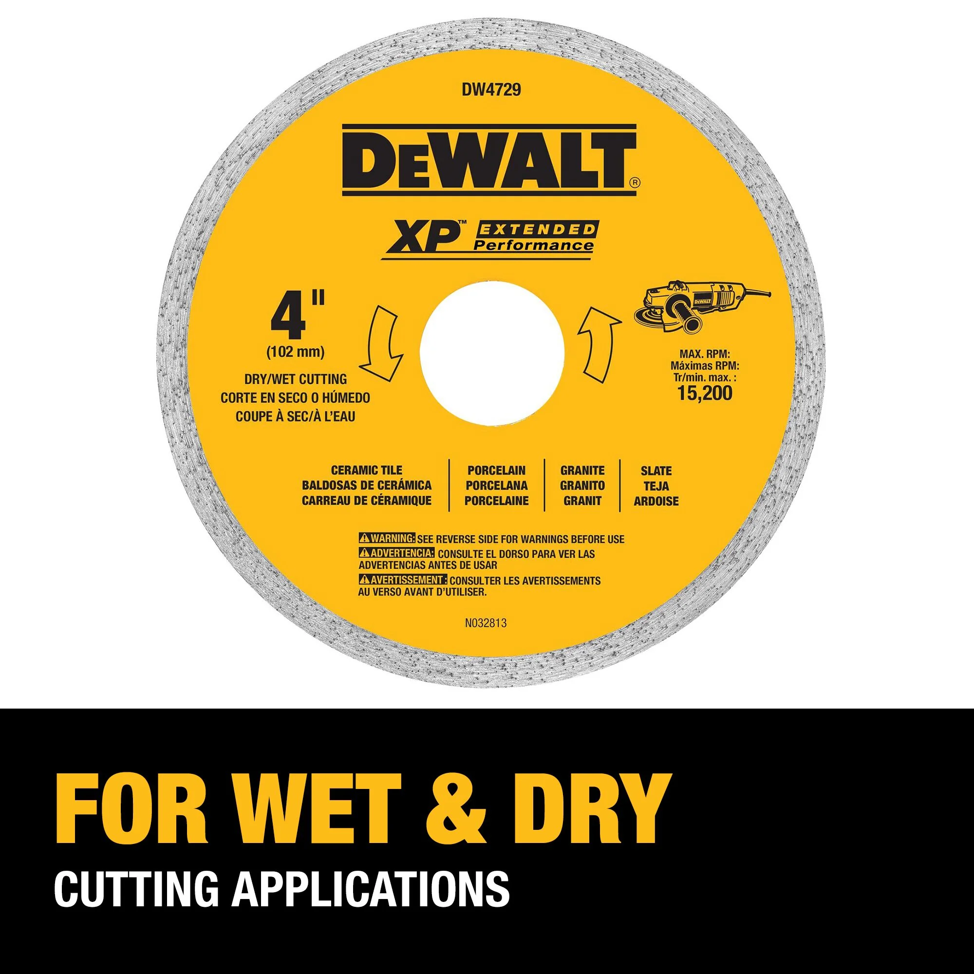 DEWALT 4-in Wet/Dry Continuous Rim Diamond Saw Blade, 20mm Arbor (DW4729) - Image 3