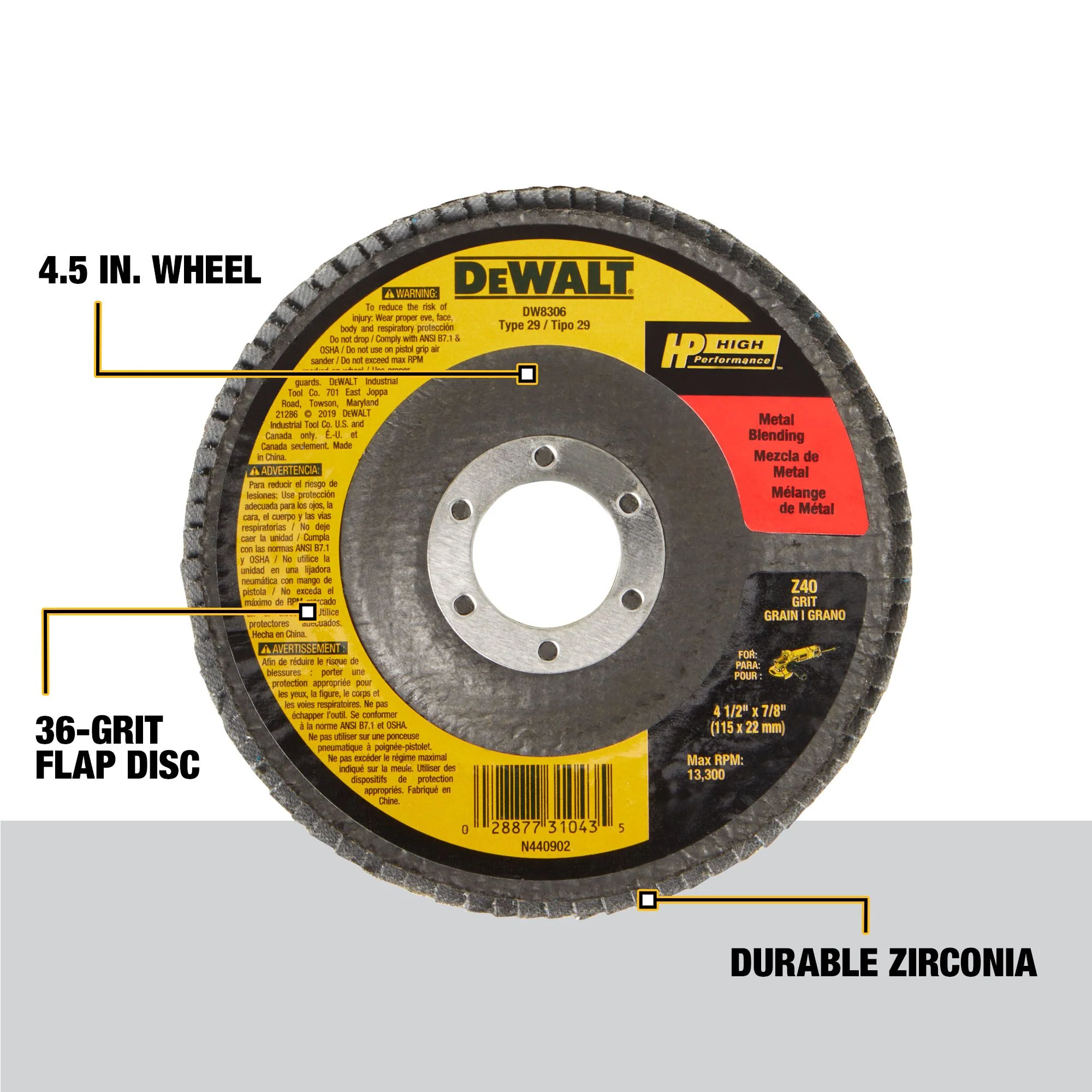 DEWALT 4-Pack Zirconia 4.5-in Grinding Wheel - Image 3