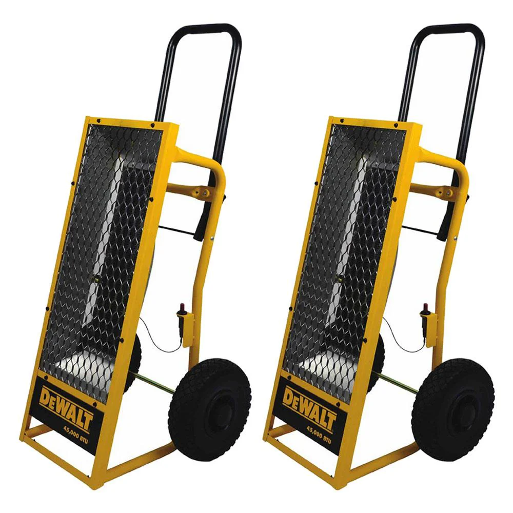 DEWALT 45,000 BTU Heavy-Duty Radiant Propane Portable Job Site Heater, 2-Pack