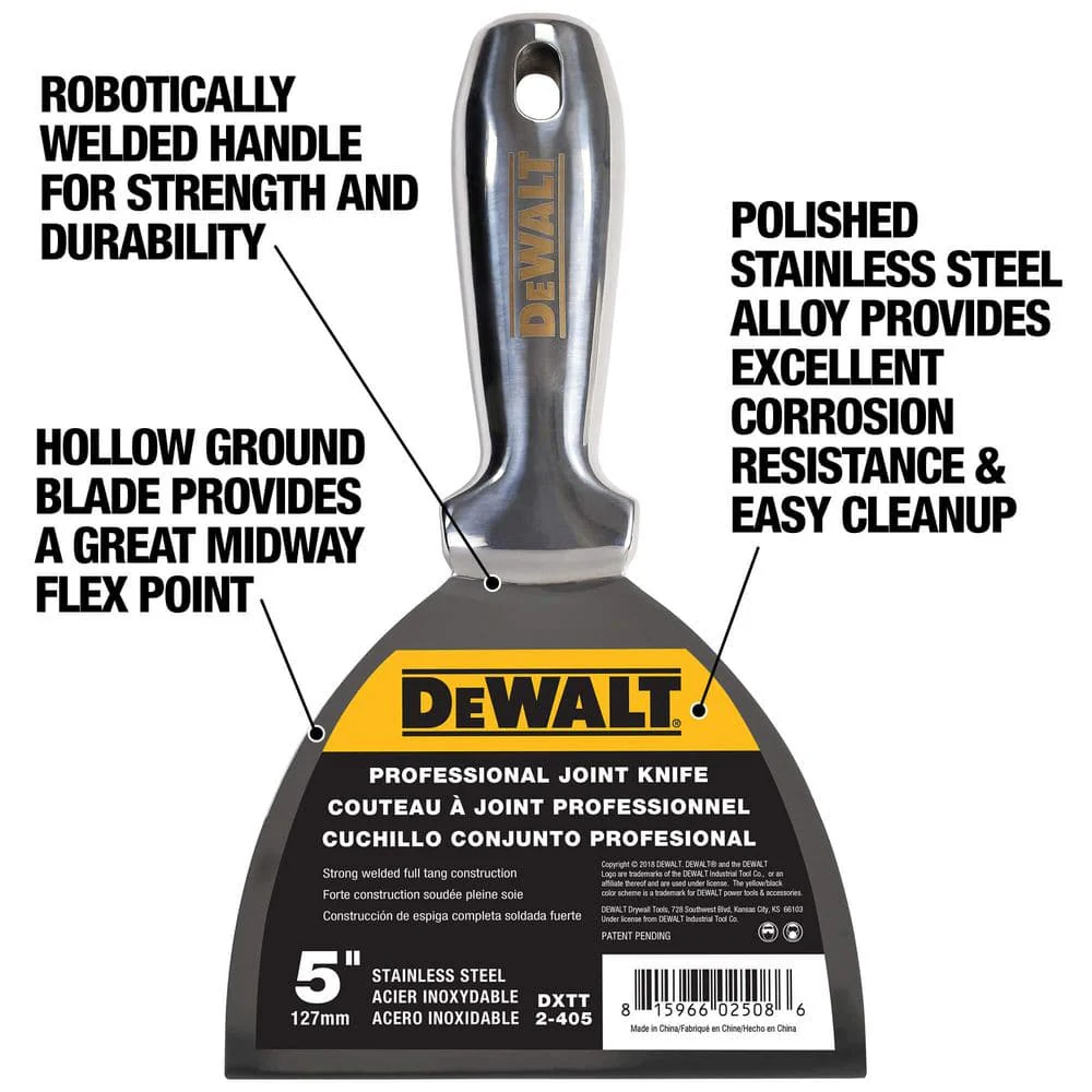 DEWALT 5 in. Stainless Steel Joint Knife with Welded Handle - Image 5