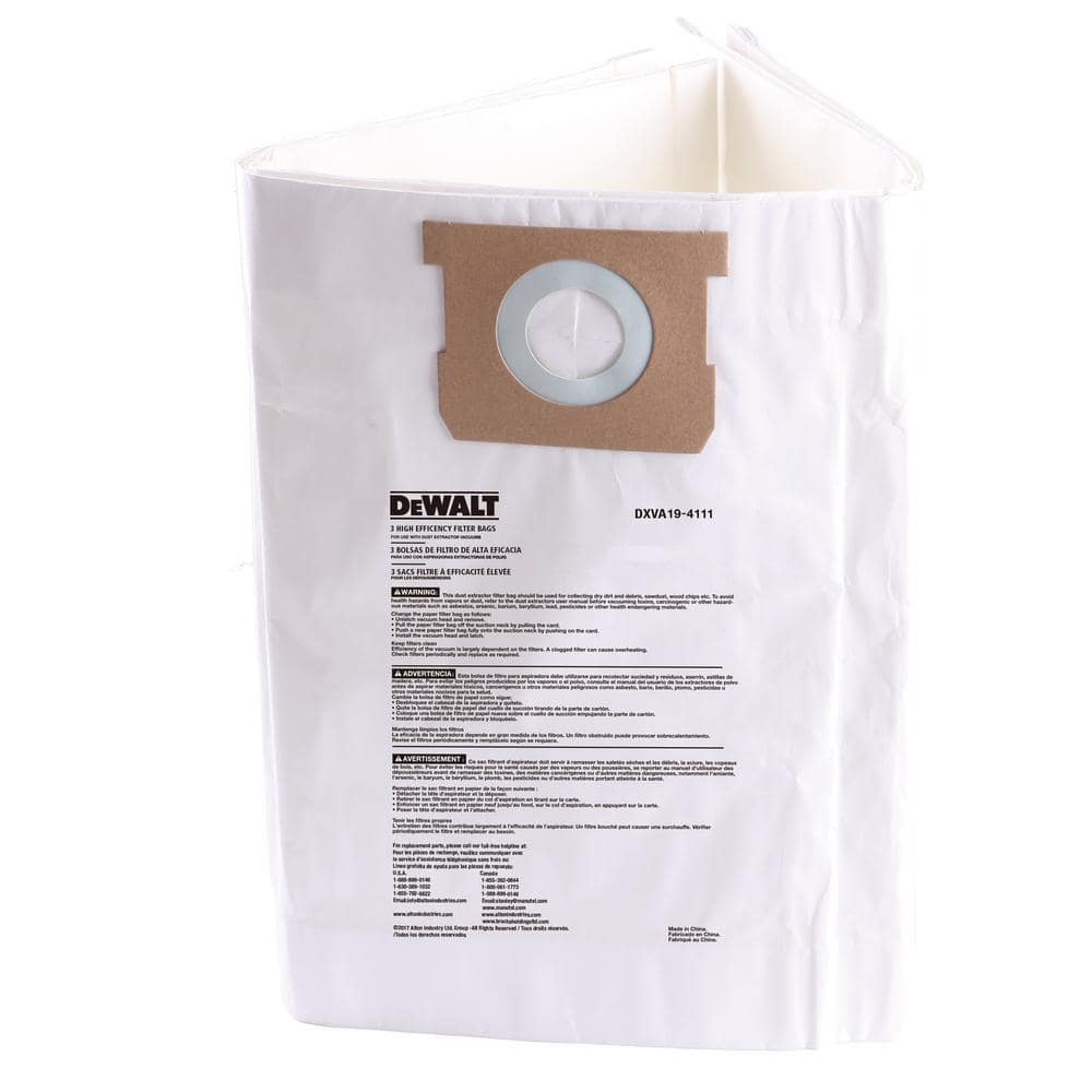 DEWALT 6 Gal. to 10 Gal. Fine Dust Bag Filter for Wet/Dry Vacuums (3-Pack)