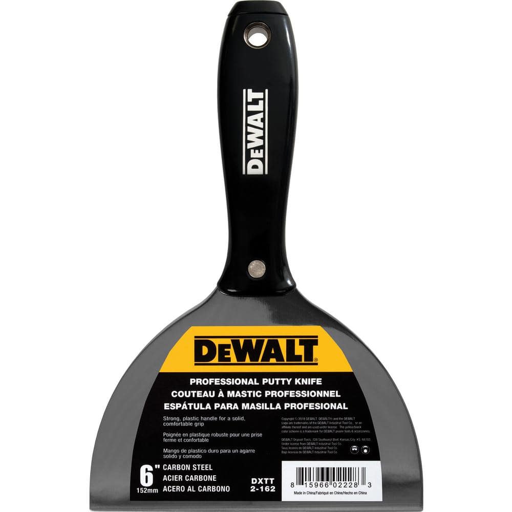 DEWALT 6 in. Carbon Steel Putty Knife with Black Plastic Handle