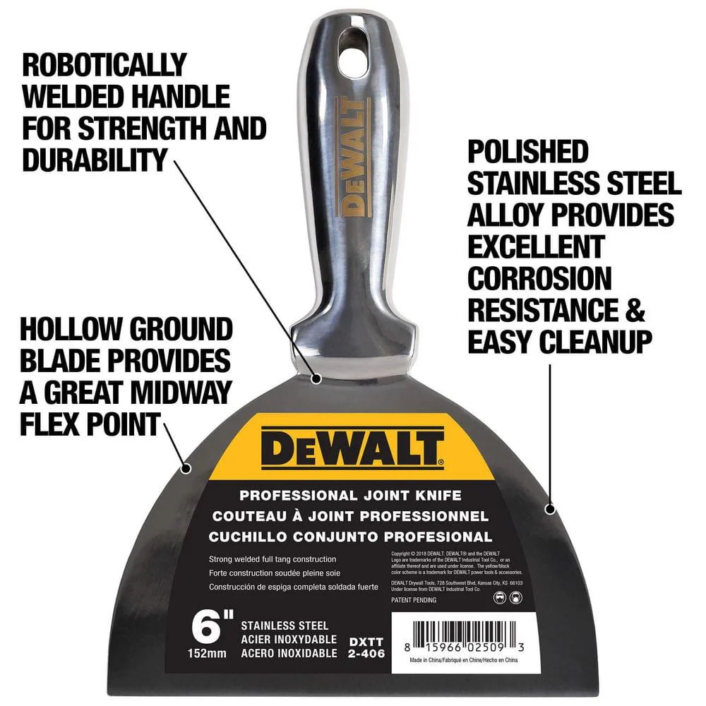 DEWALT 6 in. Stainless Steel Joint Knife with Welded Handle - Image 5