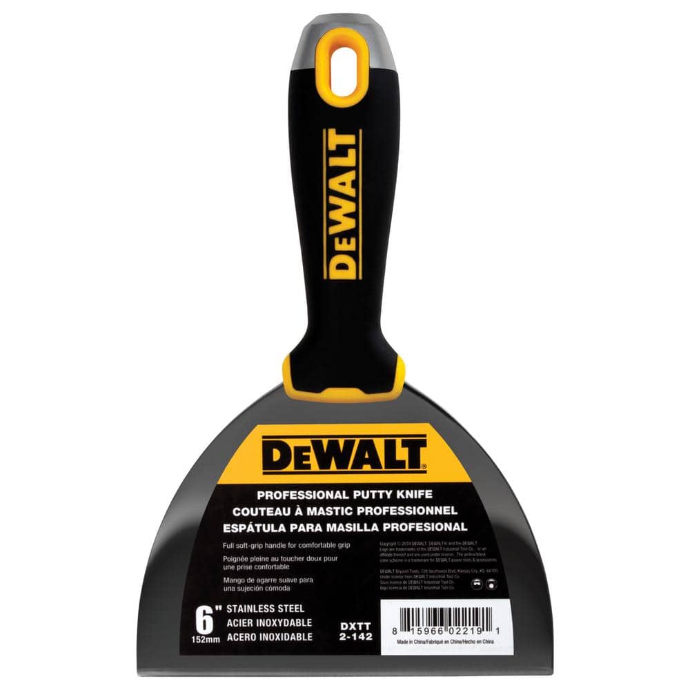 DEWALT 6 in. Stainless Steel Putty Knife with Soft Grip Handle