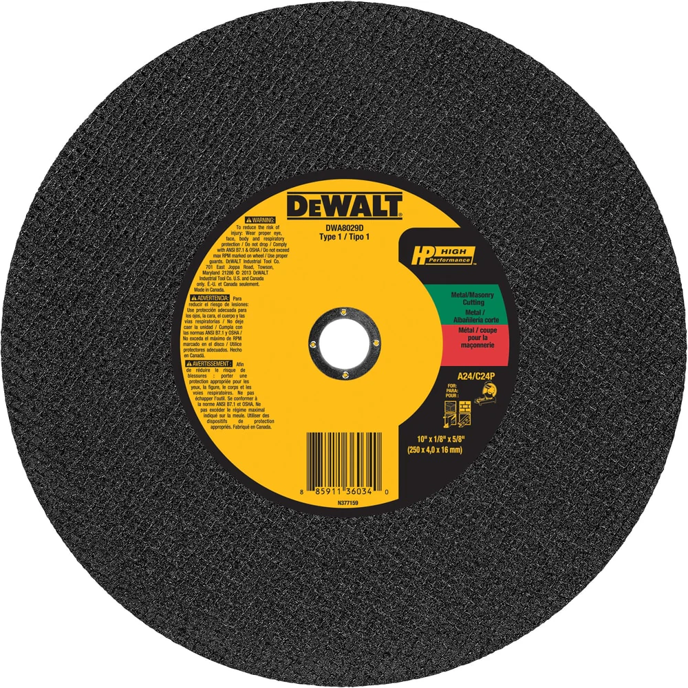 DEWALT Aluminum Oxide 10-in Grinding Wheel, 10 in. x 1/8 in. x 5/8 in. Type 1