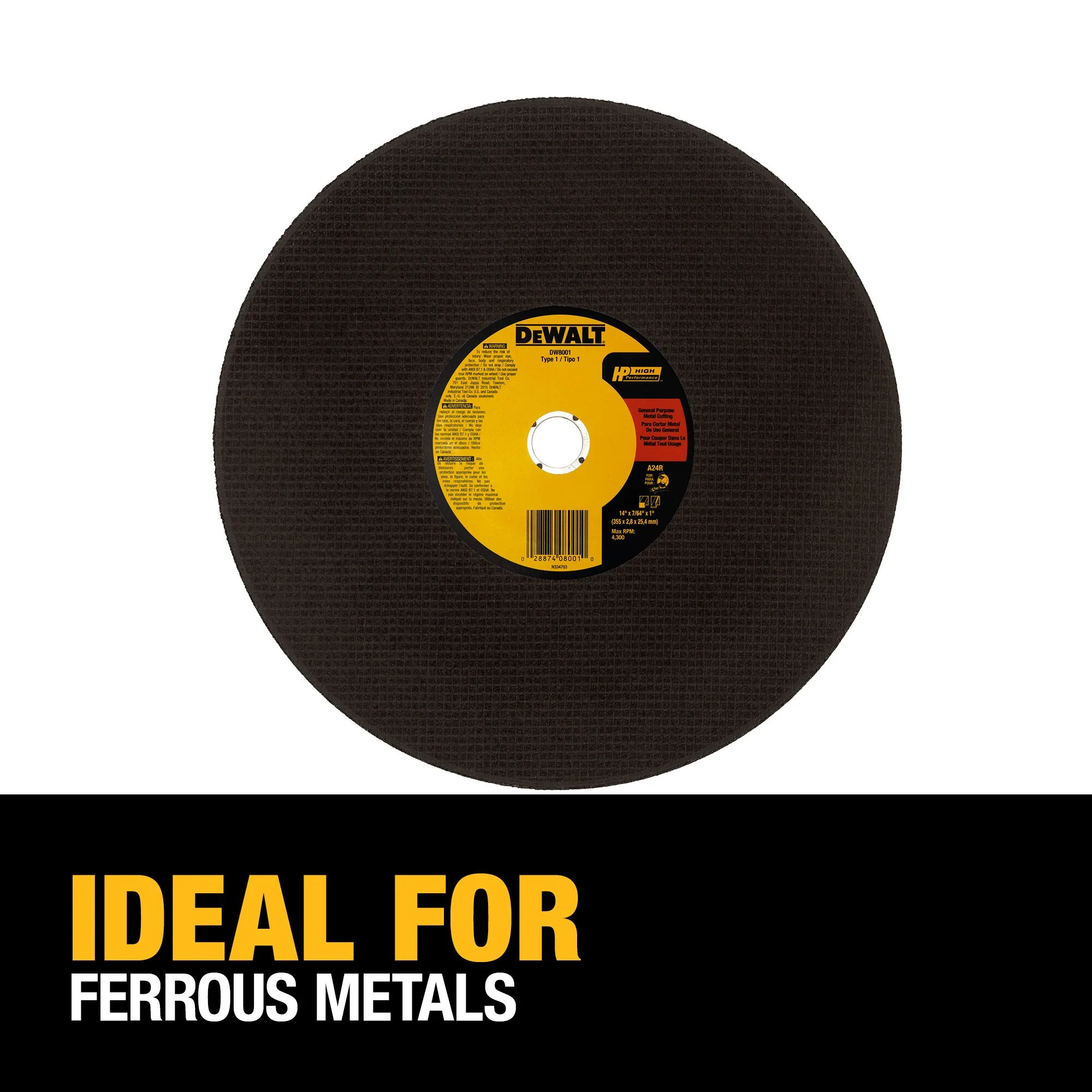 DEWALT Aluminum Oxide 14-in Chop Saw Blade, Type 1, 1-in Arbor - Image 4