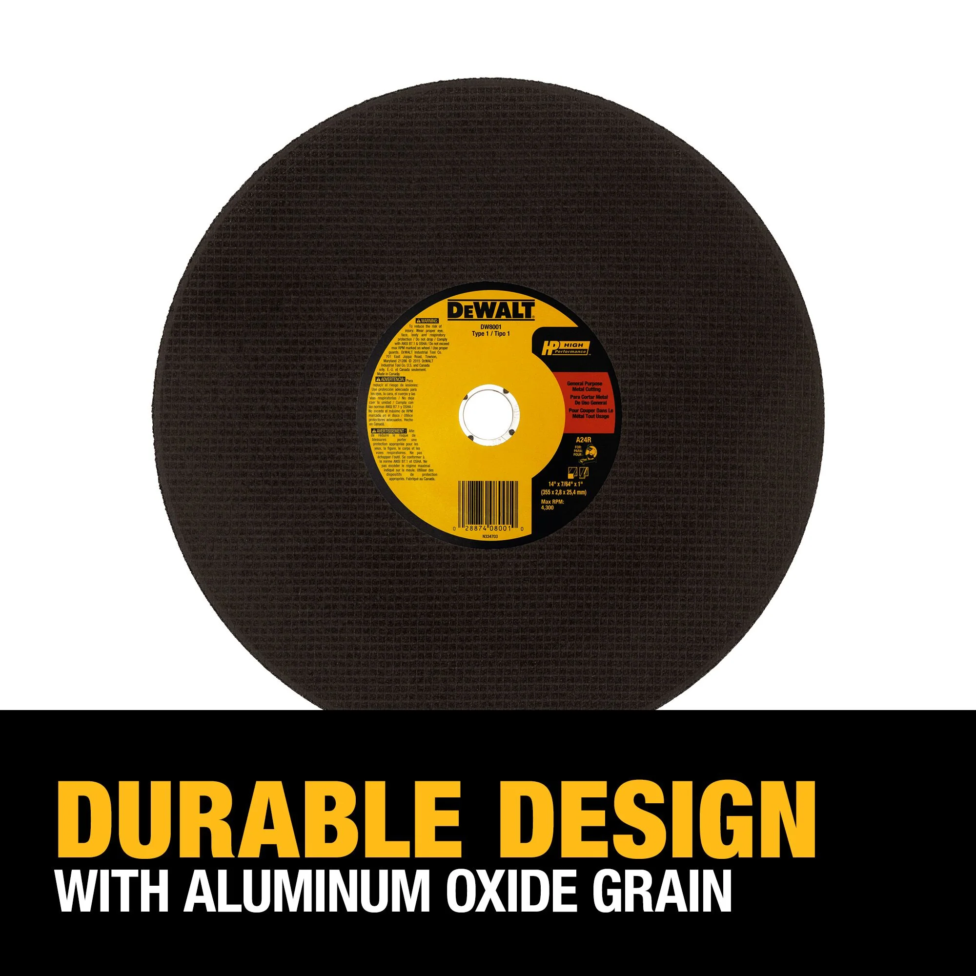 DEWALT Aluminum Oxide 14-in Chop Saw Blade, Type 1, 1-in Arbor - Image 5
