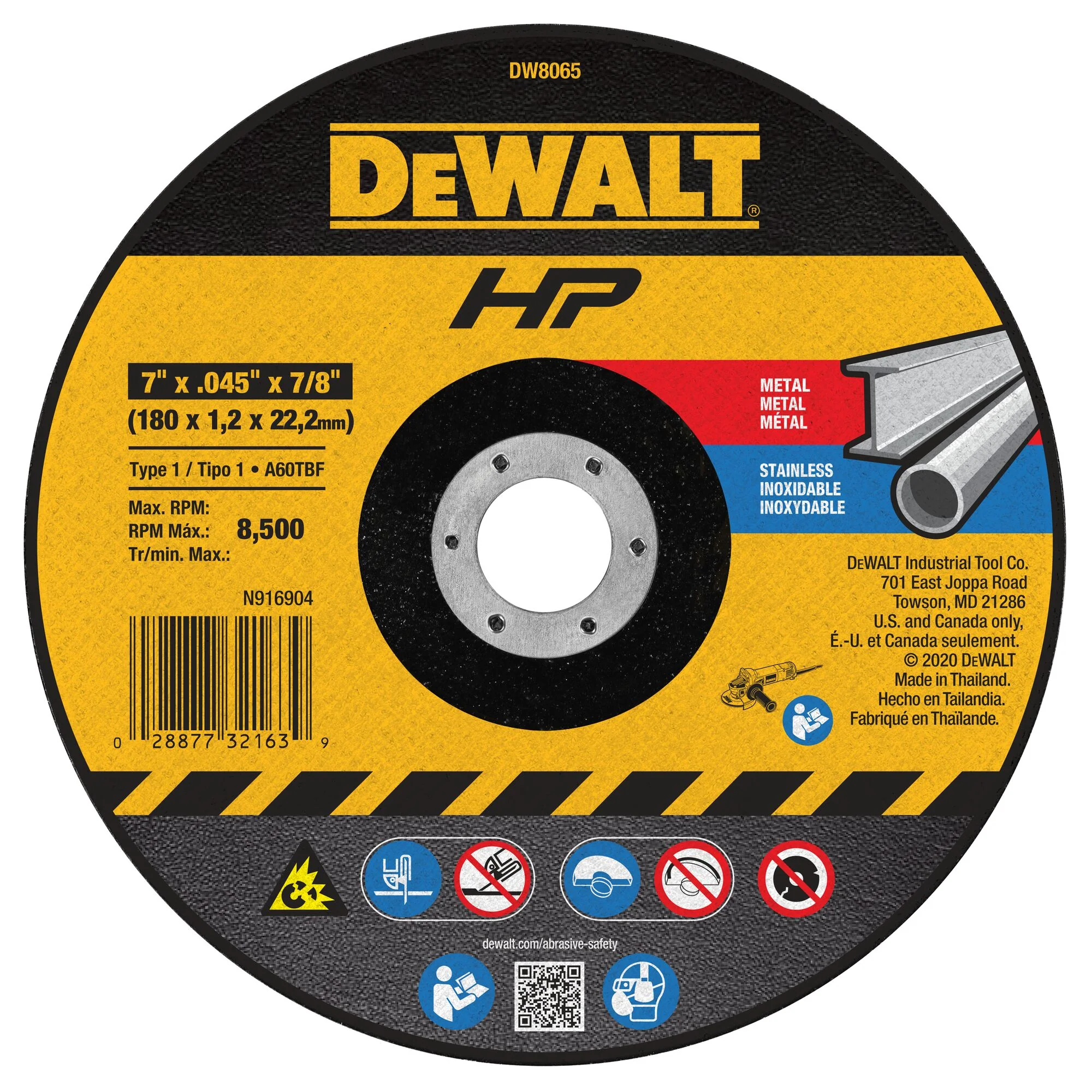 DEWALT Aluminum Oxide 7-in 60-Grit Grinding Wheel, Type 1, 7/8-in Arbor