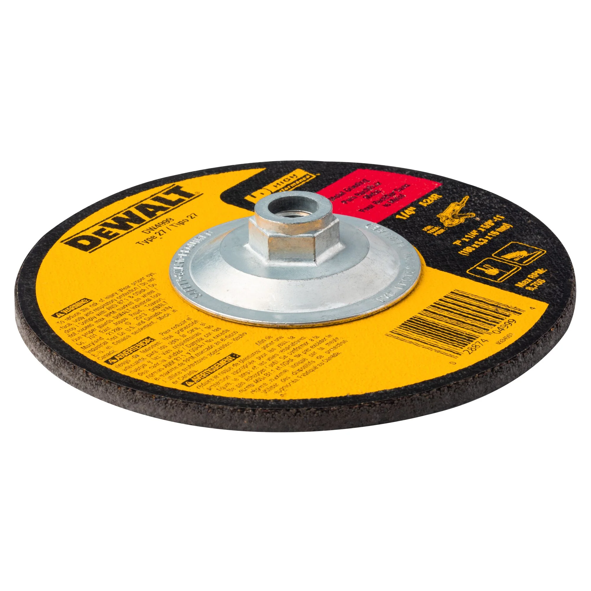 DEWALT Aluminum Oxide 7-in Type 27 Grinding Wheel, 1/4-in Thick, 5/8-in-11 Arbor - Image 6