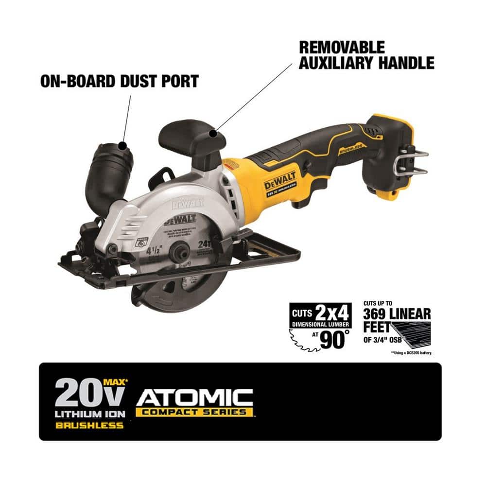 DEWALT ATOMIC 20V MAX Cordless Brushless 4-1/2 in. Circular Saw Kit with POWERSTACK Battery - Image 2