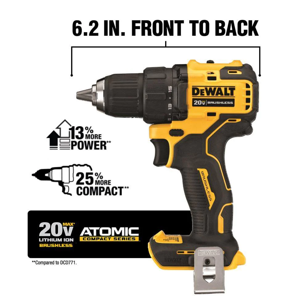 DEWALT ATOMIC 20V MAX Cordless Brushless Compact Drill/Impact Combo Kit (2-Tool) with 142-Piece Mechanics Tool Set - Image 3